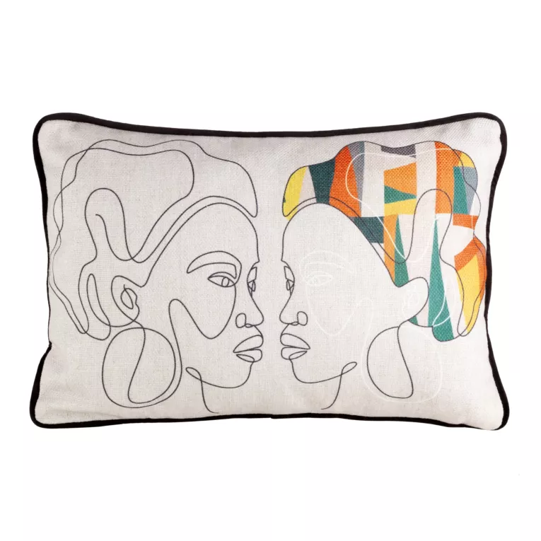 Poduszka welwetowa UNIKA  z wypełnieniem z inspirowana stylem etno z kontrastującą wypustką na brzegach