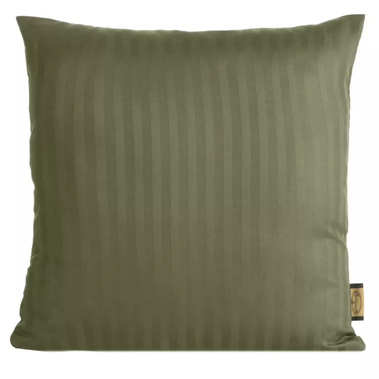 Poszewka na poduszkę 40x40 cm z satyny bawełnianej oliwkowa w delikatne prążki VERA