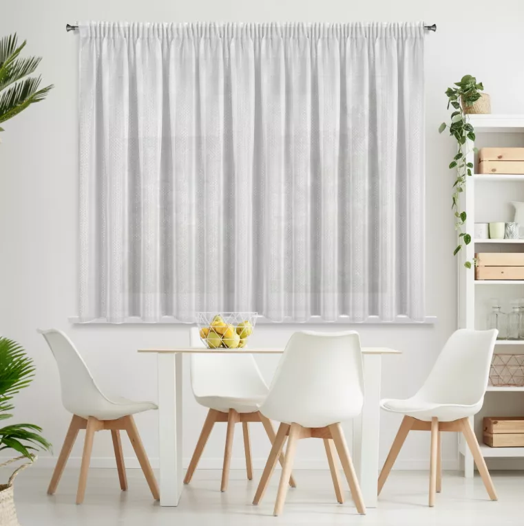 Firana LOARA z lekkiej etaminy ze srebrnym nadrukiem