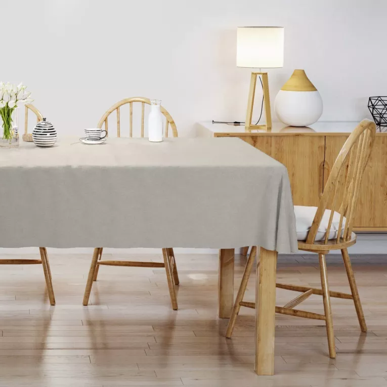 Obrus szyty DORA - HIT szarobeżowy z miękkiej tkaniny o welurowej strukturze