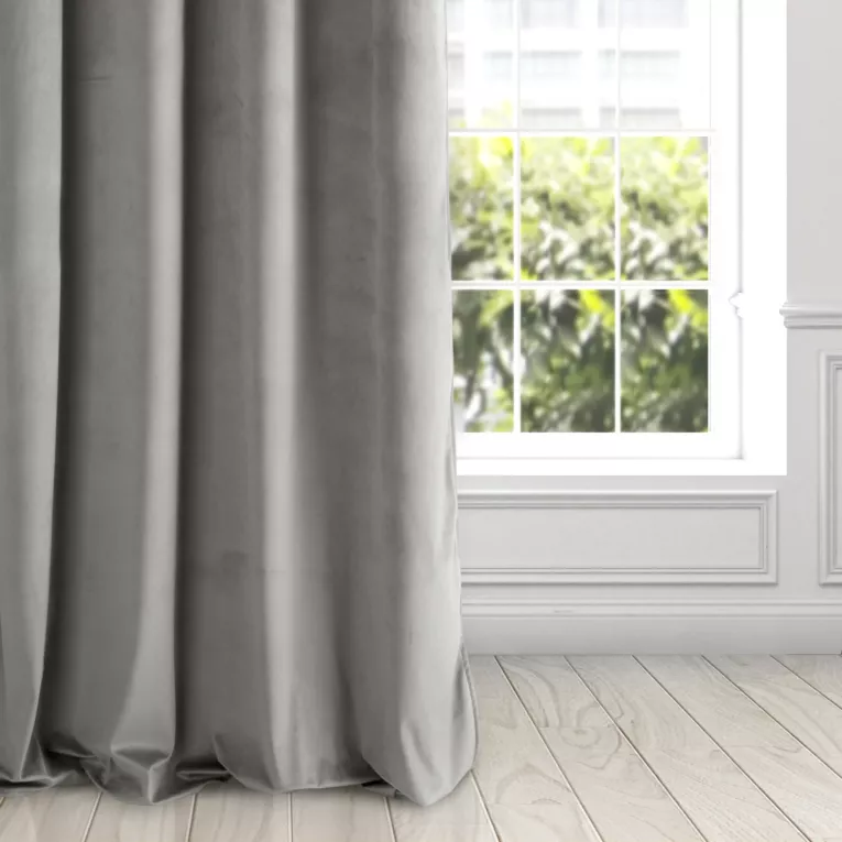 Zasłona welwetowa szara gładka 140x250 cm przelotka - PIERRE
