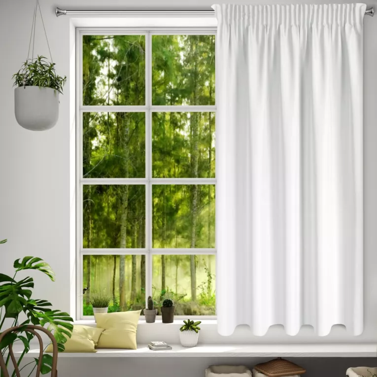 Zasłona biała z matowej gładkiej tkaniny 140x175 cm taśma - RITA
