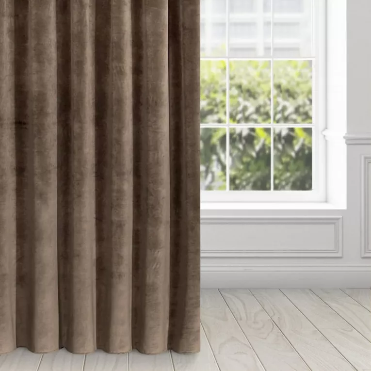 Zasłona brązowa z ekskluzywnego aksamitnego welwetu 290 g/m2 140x270 cm taśma - VILLA