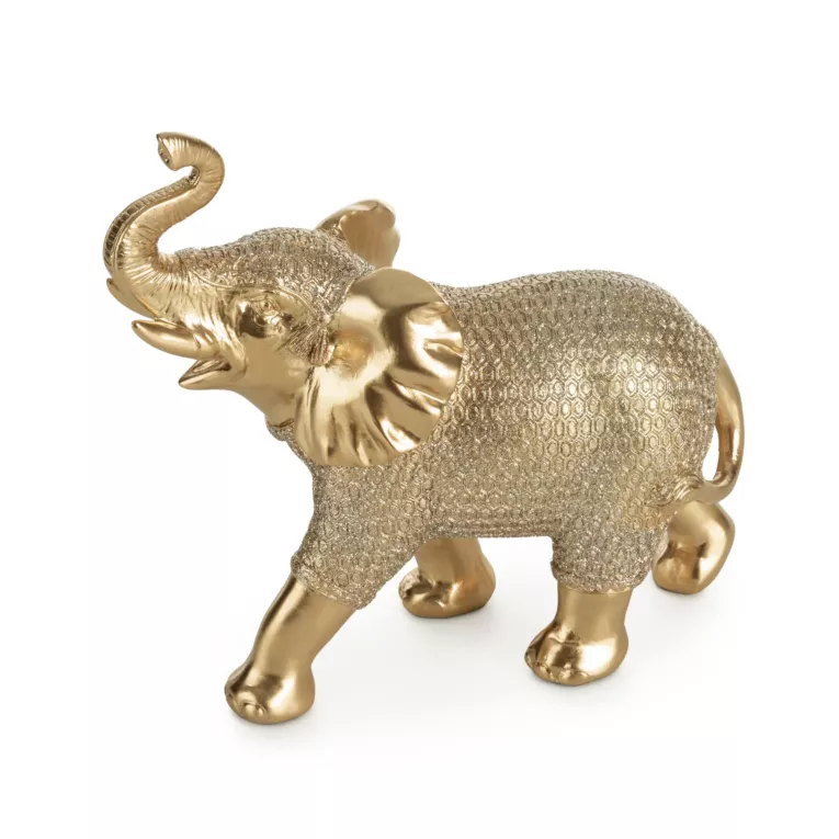 Słoń - figurka dekoracyjna HARIS o drobnym strukturalnym wzorze, złota