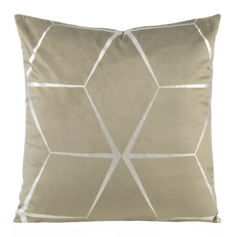 Poszewka na poduszkę 45x45 cm welwetowa ciemnobeżowa z nadrukiem geometrycznym BLINK 28