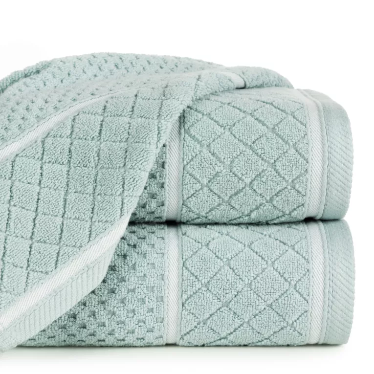 Ręcznik do rąk 30x50 cm bawełniany kolor miętowy o strukturze krateczki z ozdobną bordiurą 500 g/m2 FAVORI
