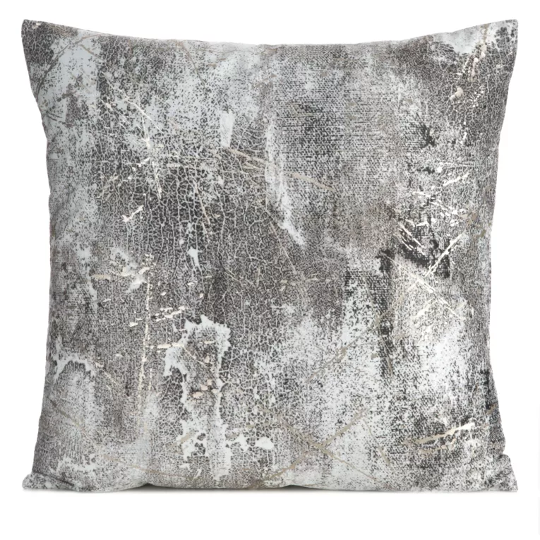 Poszewka na poduszkę 45x45 cm welwetowa grafitowa zdobiona metalicznym wzorem ESTER