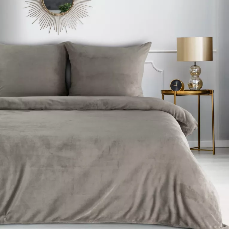 Pościel 220x200 cm gładka z polaru kolor beżowy FLANO