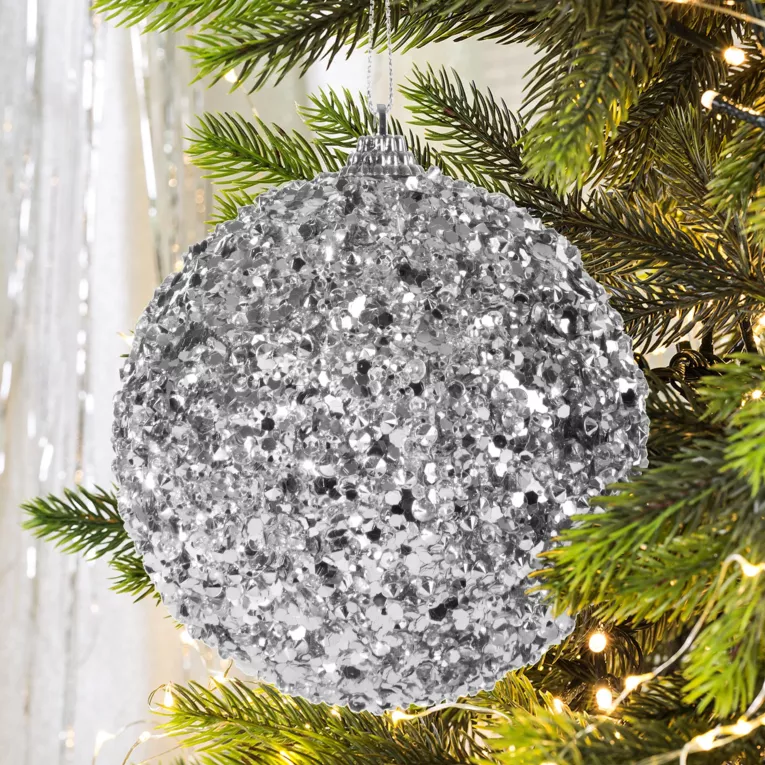 Bombka choinkowa dekorowana drobnymi cekinami