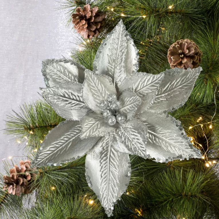 Świąteczny kwiat dekoracyjny z welwetu