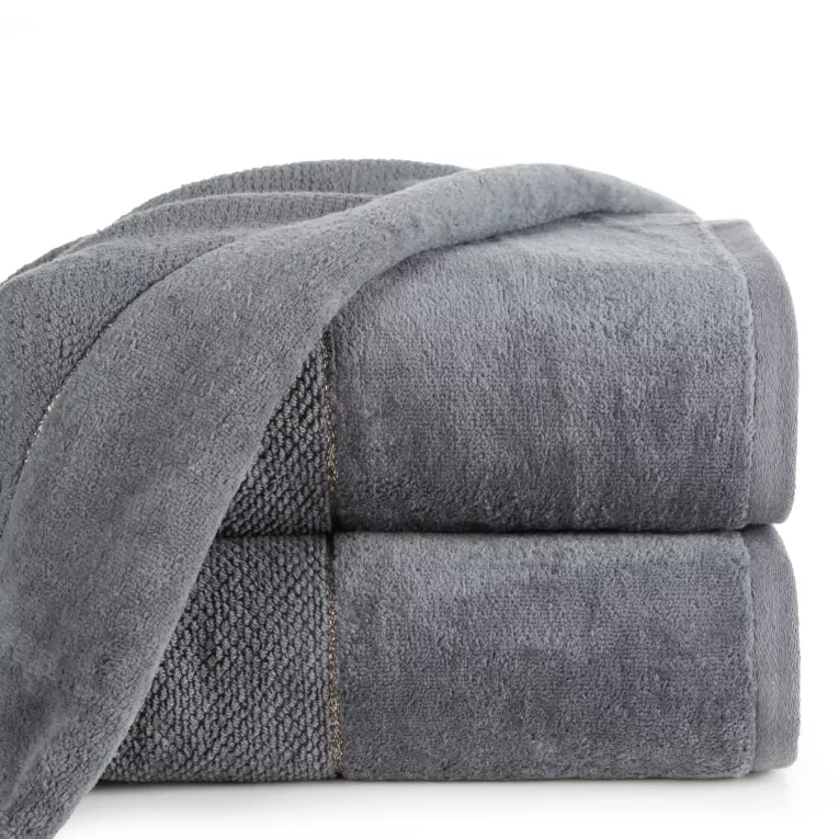 Ręcznik do rąk 30x50 cm bawełniany kolor stalowy z welwetową bordiurą 550 g/m2 ARIA
