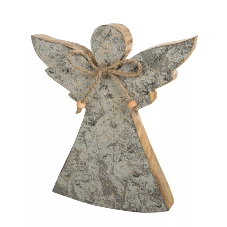 Figurka dekoracyjna  świąteczna drewniany ANIOŁEK z błyszczącymi akcentami