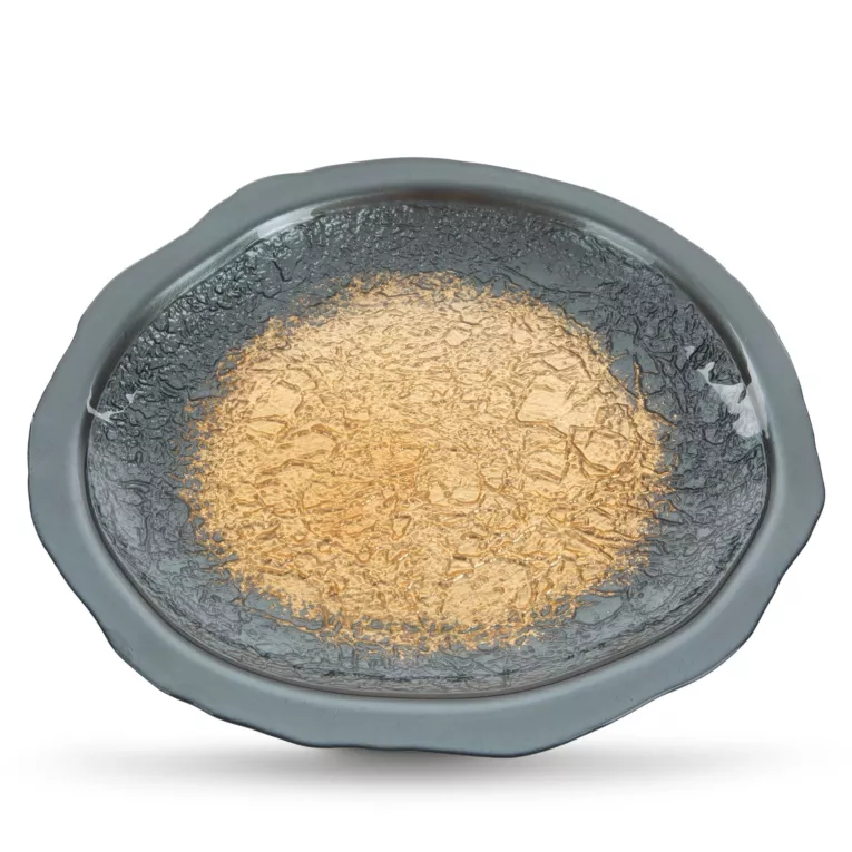 Patera dekoracyjna ABI ze szkła artystycznego stalowo-złota