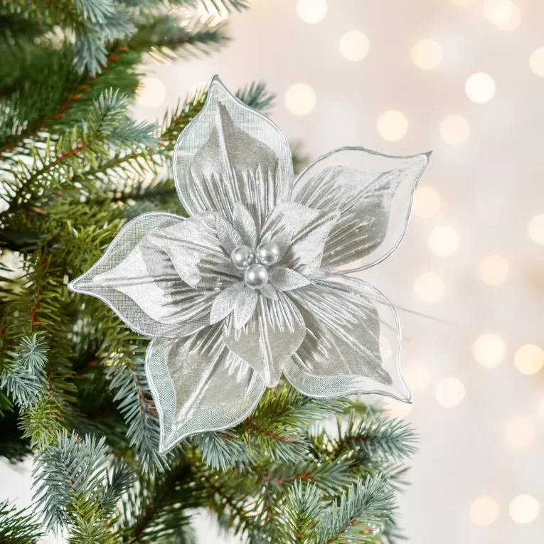 Świąteczny kwiat dekoracyjny z dwoma rodzajami tkanin