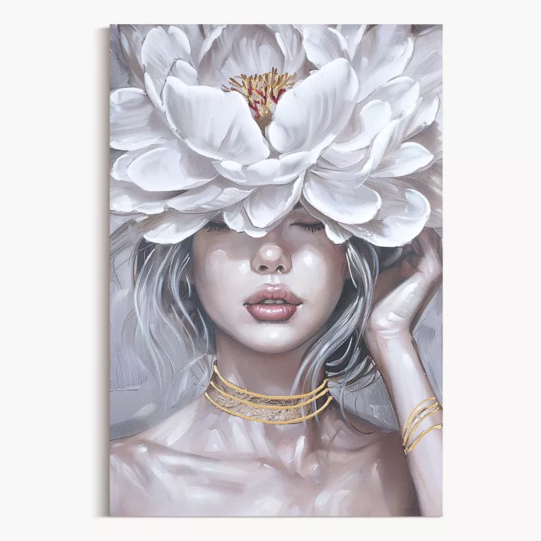 Obraz portret kobiety ręcznie malowany na płótnie Eurofirany