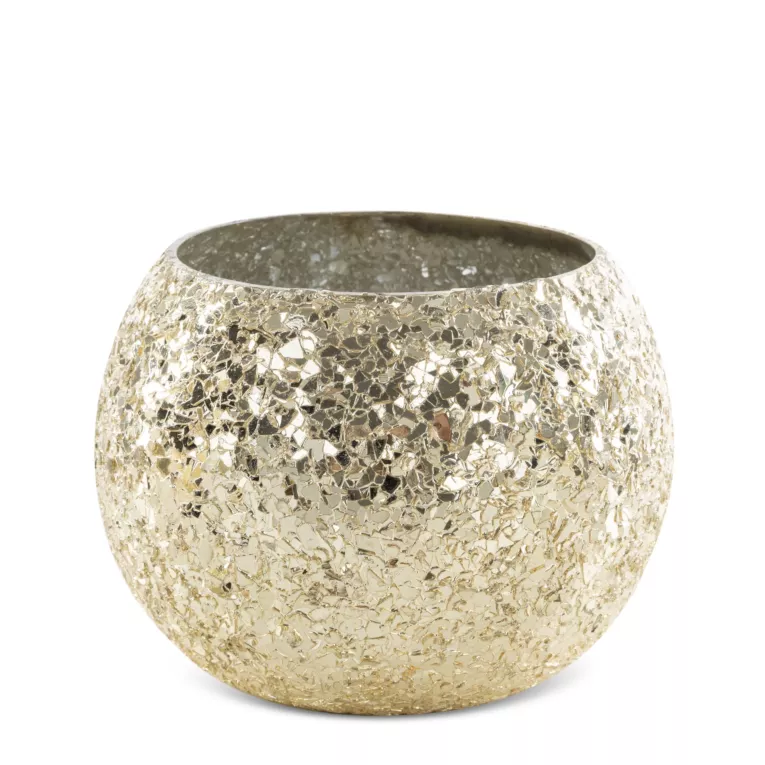 Świecznik MELIA ze szkła artystycznego z efektem popękanego szkła