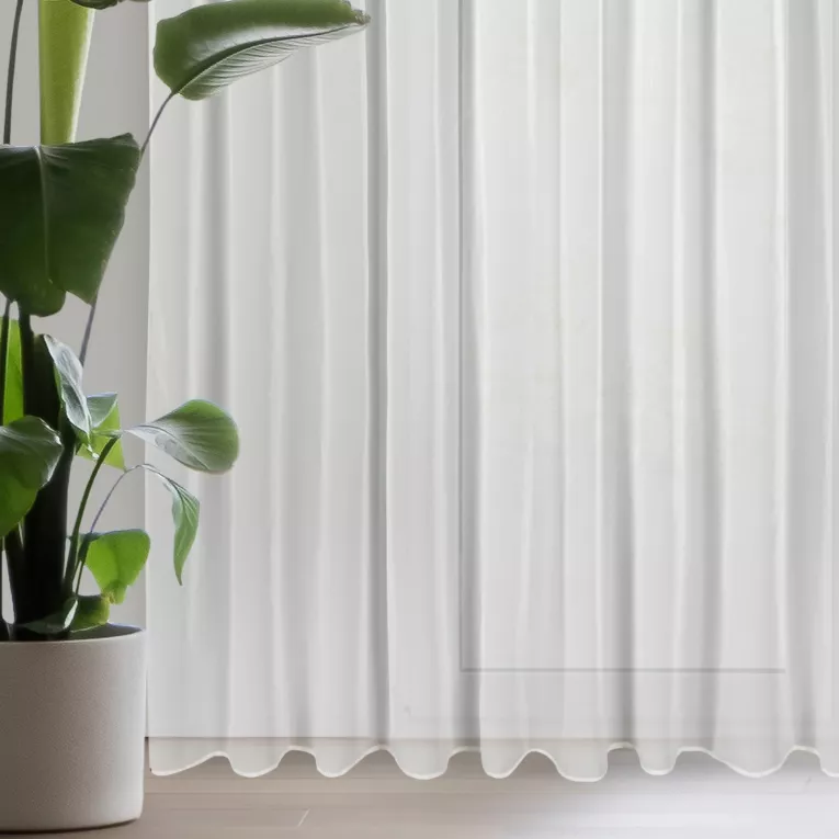 Dekoracja okienna biało, zielona zdobiona subtelnymi listeczkami 350x250 cm taśma BETSY