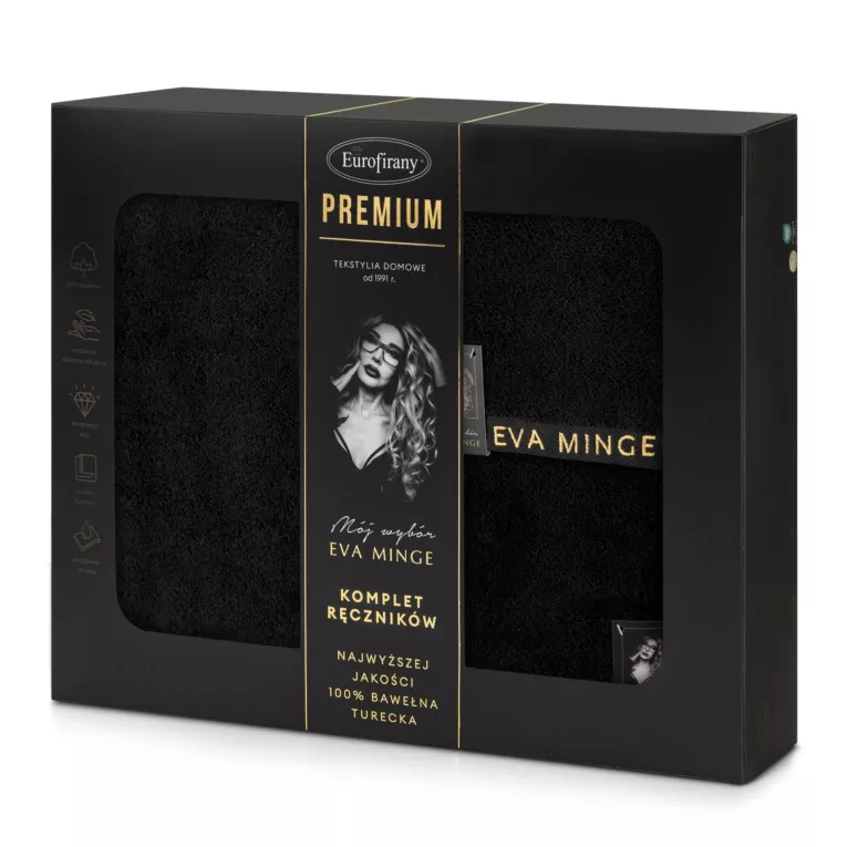 Zestaw ręczników bawełnianych na prezent 3 szt kolor czarny 550 g/m2 VENUS Eva Minge