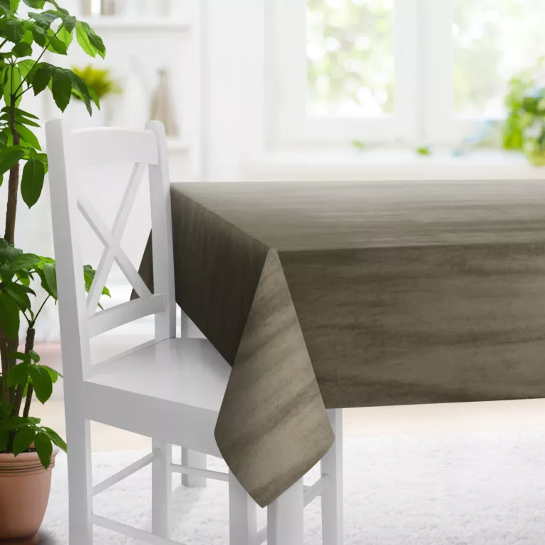 Obrus szyty SAFARI jasnobrązowy z miękkiej welwetowej tkaniny z połyskiem