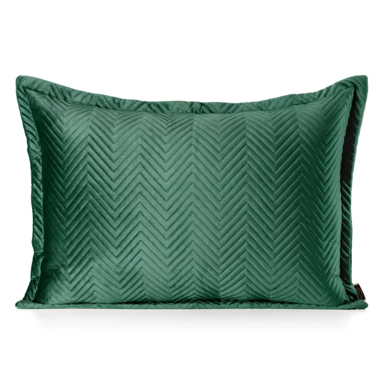 Poszewka na poduszkę 50x70 cm welwetowa, ciemnozielona pikowana w jodełkę metodą hot press SOFIA Eurofirany Premium