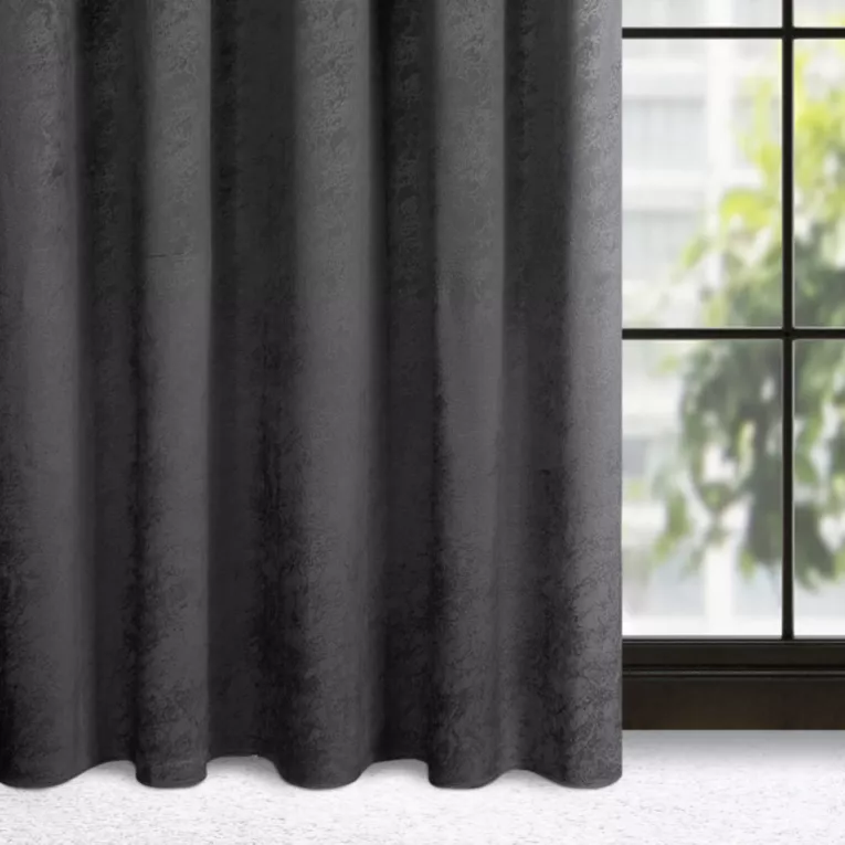 Zasłona czarna ze wzorem marmurku z welwetu 140x270 cm taśma RIVA