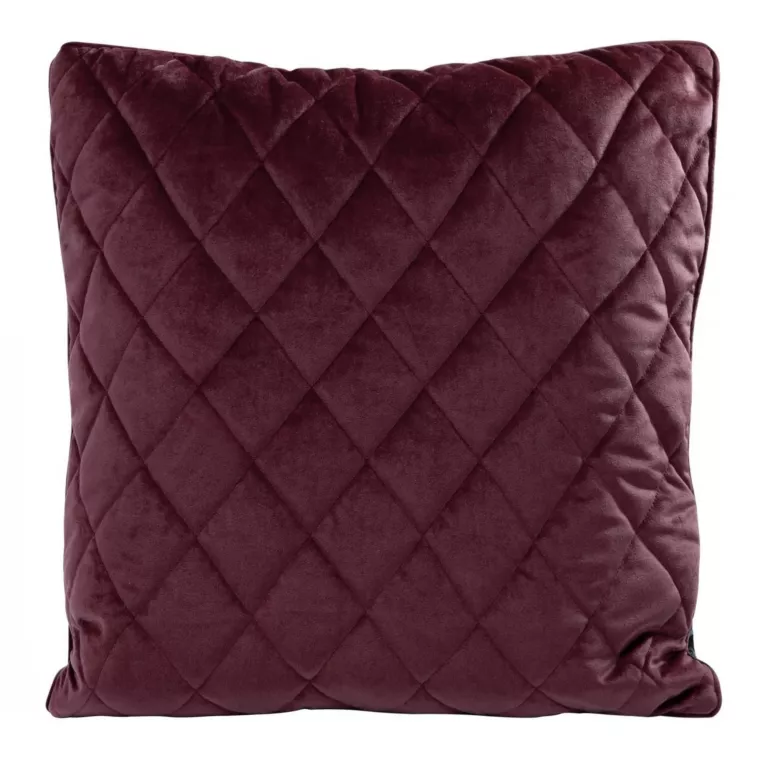 Poszewka na poduszkę 45x45 cm welwetowa, bordowa pikowana we wzór karo z ozdobną wypustką VELVET 27 Eurofirany Premium