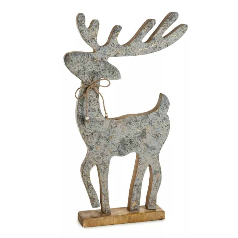 Figurka dekoracyjna  świąteczna drewniany RENIFER z błyszczącymi akcentami