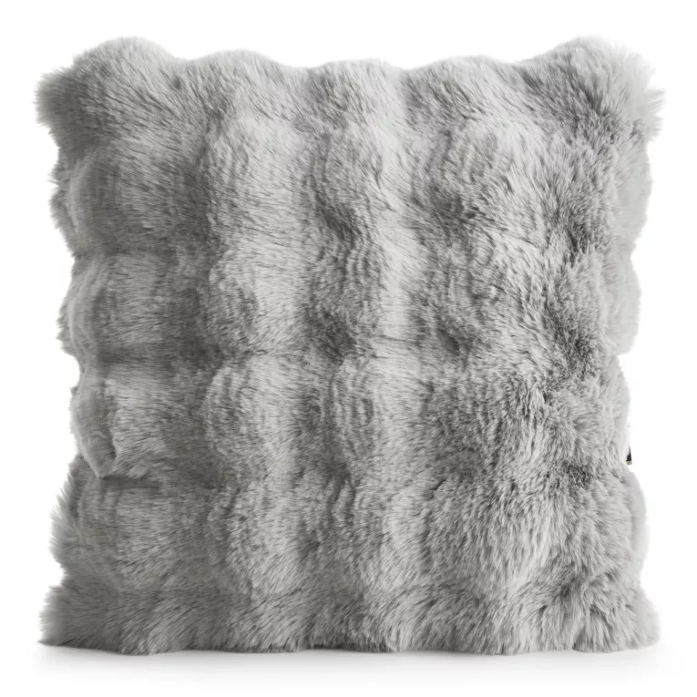 Poszewka na poduszkę 45x45 cm z futerka kolor srebrny zdobiona efektem 3D LILY