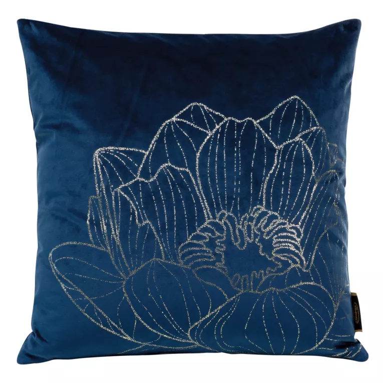 Poszewka BLINK 20 z welwetu z dużym wzorem kwiatu lilii wodnej