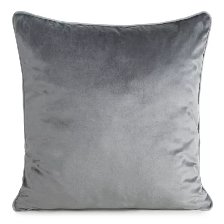 Poszewka na poduszkę 45x45 cm welwetowa kolor stalowy o delikatnym połysku z ozdobną lamówką GAJA 2