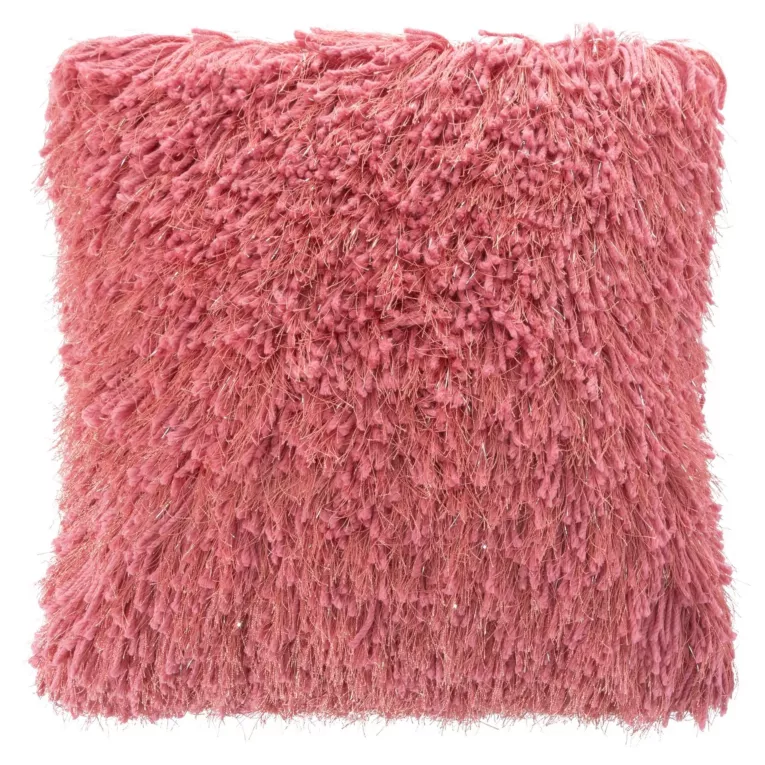 Poszewka na poduszkę 40x40 cm z długim włosem pomarańczowa z dodatkiem srebrnej nici CELIA