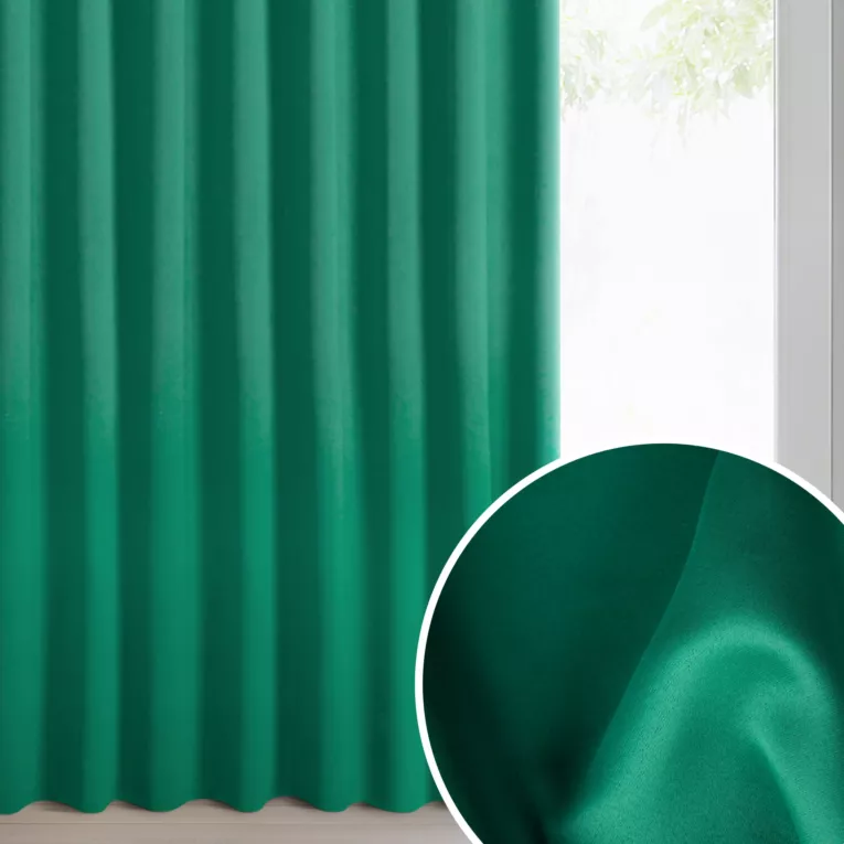 Zasłona ciemnozielona zaciemniająca 140x300 cm taśma imitująca flex - MILAN