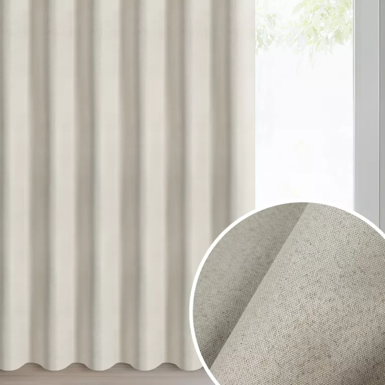 Zasłona ciemnokremowa 100% zaciemniająca blackout 140x270 cm taśma - CARLY
