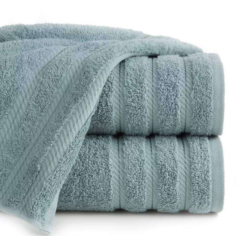 Ręcznik kąpielowy 70x140 cm bawełniany kolor miętowy podkreślony żakardowymi paskami 480 g/m2 VITO