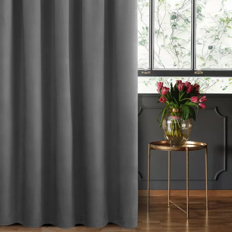 Zasłona stalowa z gładkiego welwetu 140x270 taśma SIBEL Pierre Cardin