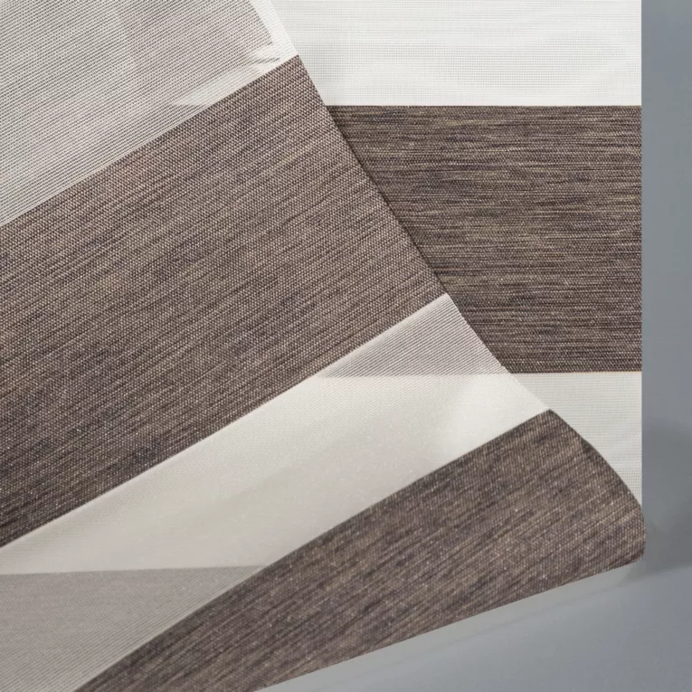 Roleta Mini Dzień - Noc ciemnobrązowo czarna z tkaniny roletowej w pasy z efektem melanżu