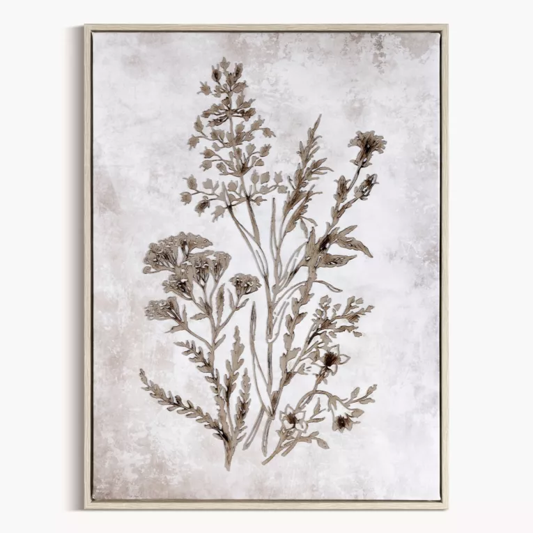 Obraz beżowo, brązowy nadruk na płótnie z motywem roślinnym 45x60 cm