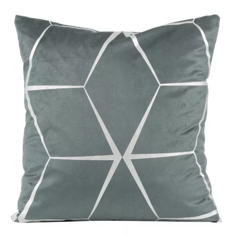 Poszewka na poduszkę 45x45 cm welwetowa srebrna z nadrukiem geometrycznym BLINK 28