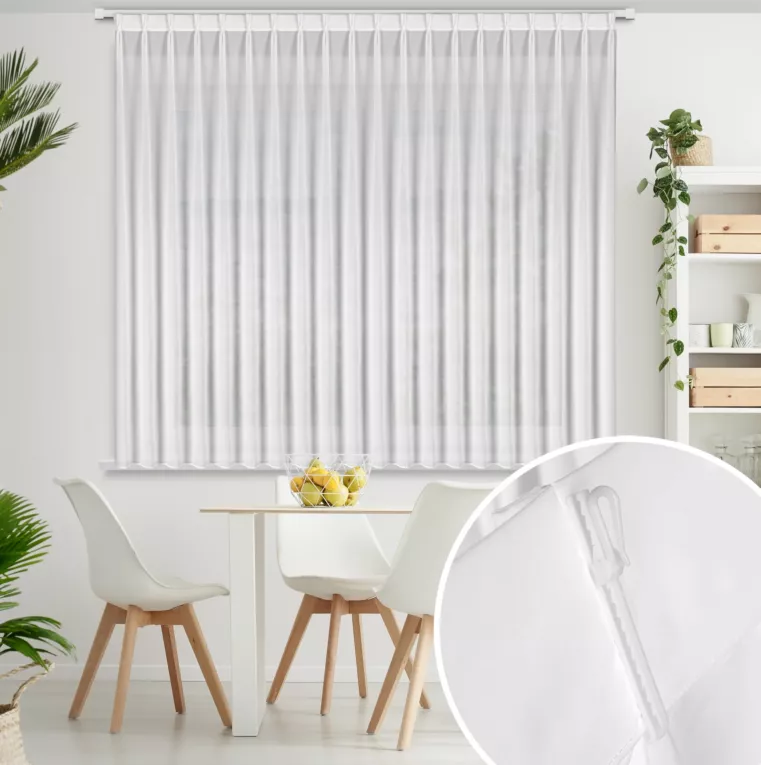 Firana biała z szyfonu 230x170 cm (wymiar podany na gotowo) systemem flex - RUBY