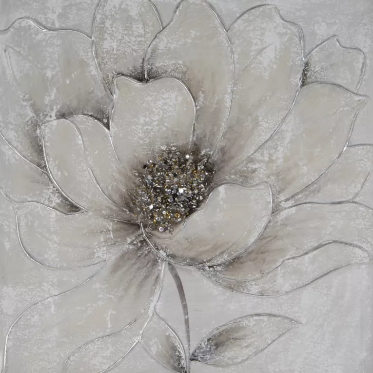 Obraz FLOWERY 2 ręcznie malowany na płótnie kwiat z dodatkami cyrkoni