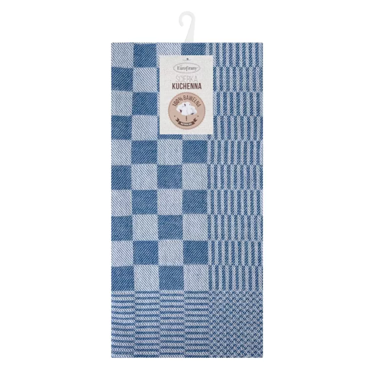 Komplet ściereczek kuchennych 2szt 50x70 cm bawełniany kolor niebieski zdobionych motywem szachownicy 200 g/m2 MAURO