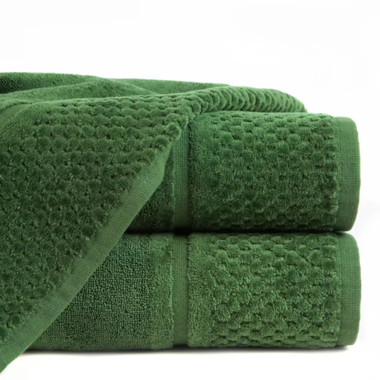 Ręcznik do rąk 30x50 cm bawełniany kolor butelkowy zielony z efektowną bordiurą 550 g/m2 IBIZA