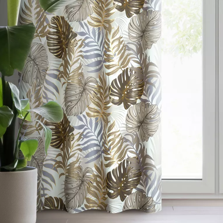 Zasłona gotowa KORFU zdobiona motywem liści monstery