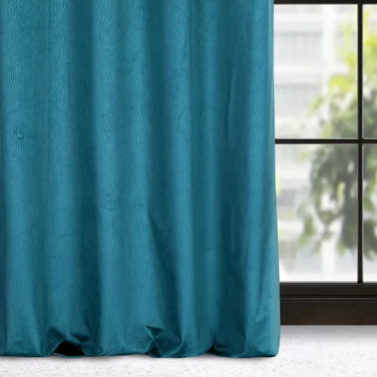 Zasłona ciemnoniebieska z wytłaczanego welwetu 140x250 cm przelotka - LILI