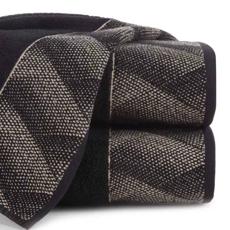 Ręcznik kąpielowy 70X140 cm bawełniany kolor czarny ,złoty z żakardową bordiurą 500 g/m2 VICTORIA 12 Limited Collection