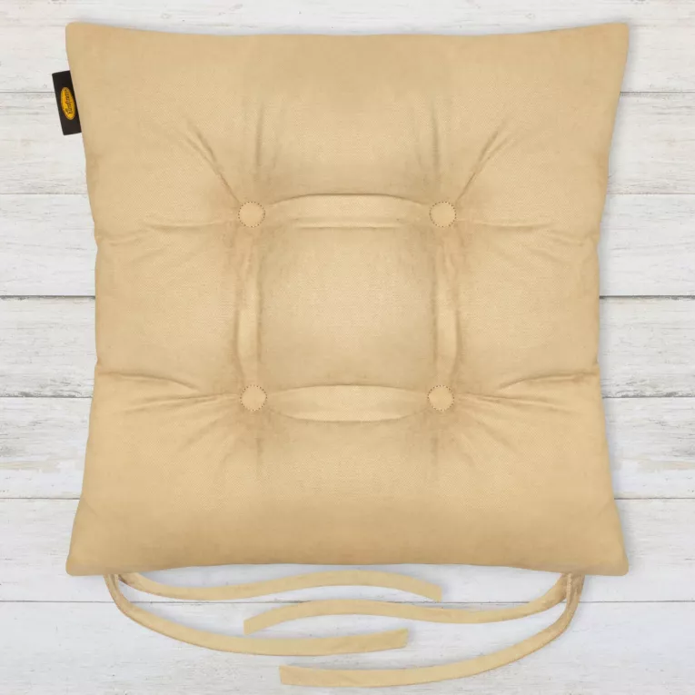 Poduszka na krzesło dwustronna 40 x 40 x 8 cm welurowa beżowa ADORE