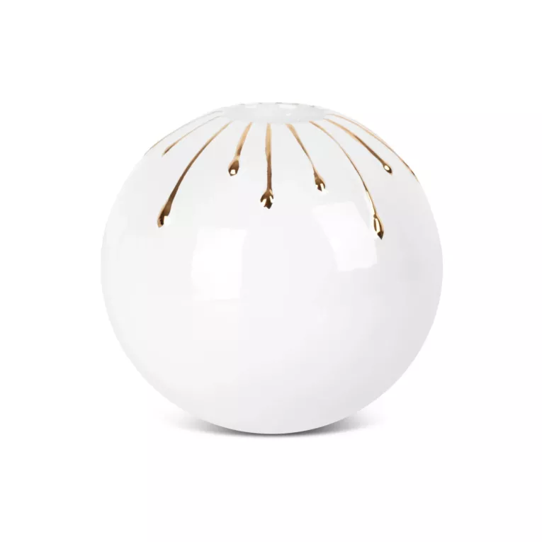 Świecznik ceramiczny LUIS z motywem cieknącej złotej farby