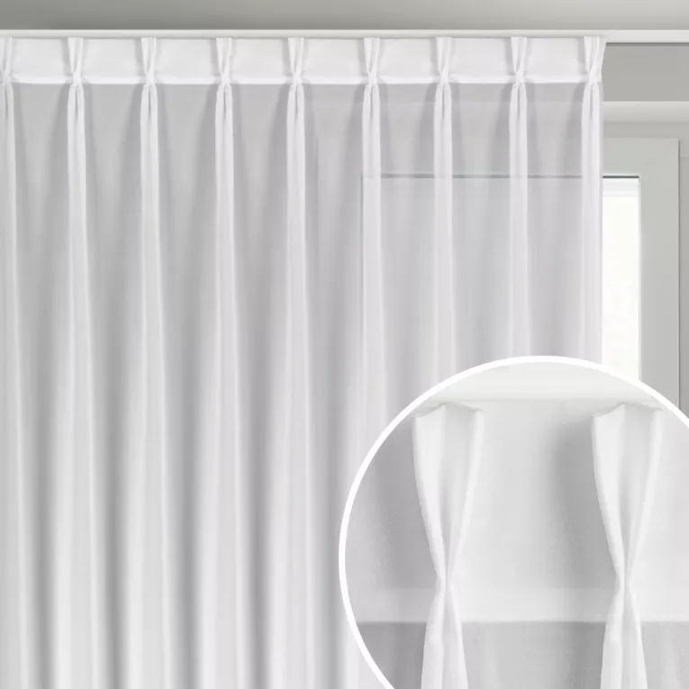 Firana biała z szyfonu 230x270 cm (wymiar podany na gotowo) z systemem flex - RUBY