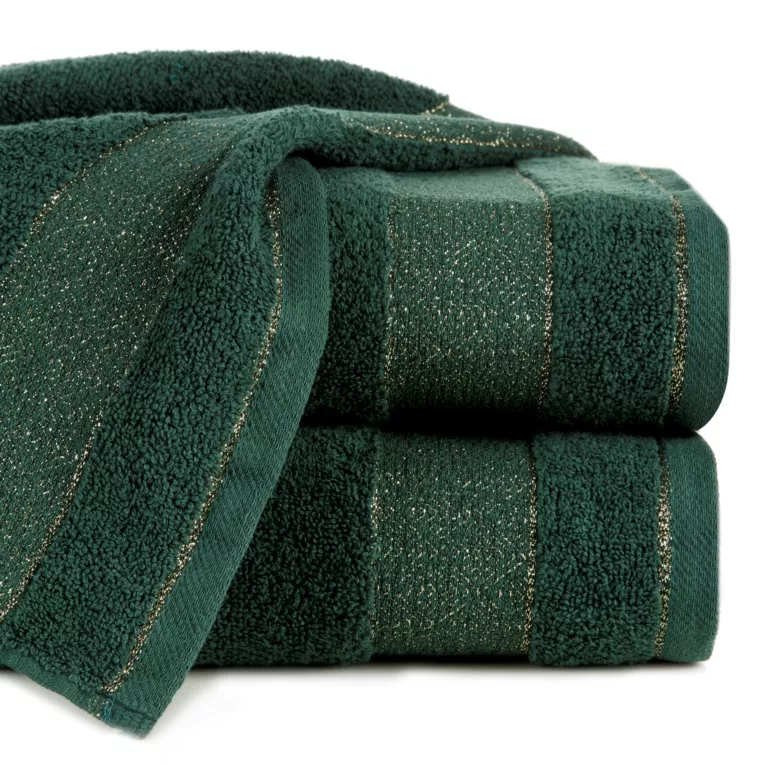 Ręcznik do rąk 30x50 cm bawełniany kolor ciemnozielony z ozdobną bordiurą 500 g/m2 NESSY