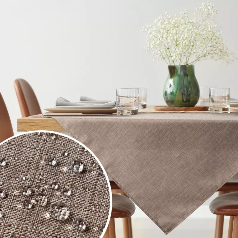 Obrus na stół 85x85 cm beżowy wodoodporny - KATE
